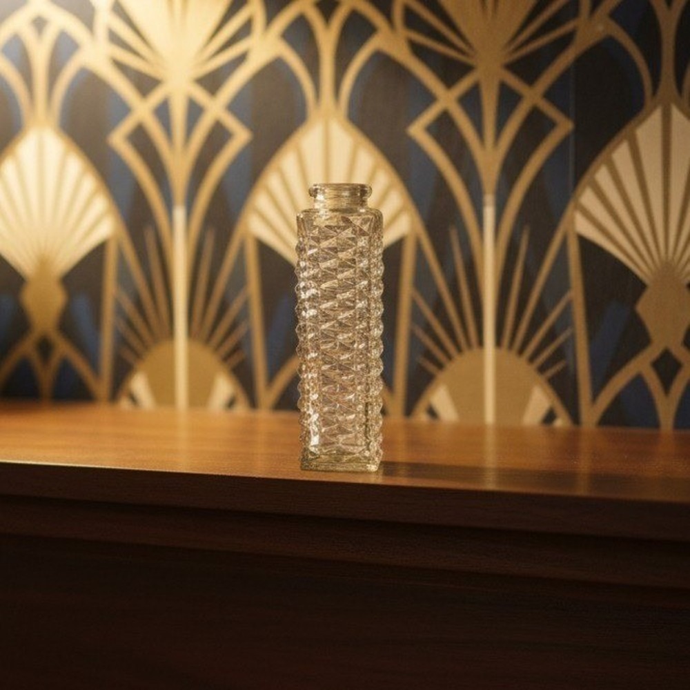 FTD Clear Glass Bud Vase, Diamond Cut Column Flower‎ Holder, Vintage Home Accent